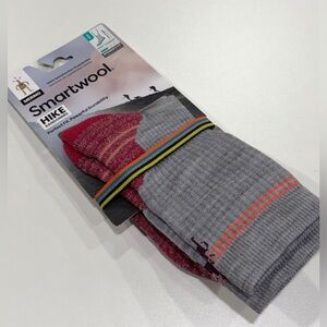Smartwool Women's Small Hike Light Cushion Crew Socks Red Grey NWT